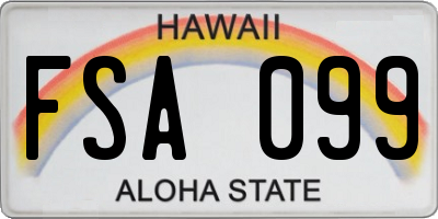 HI license plate FSA099