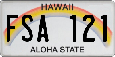 HI license plate FSA121
