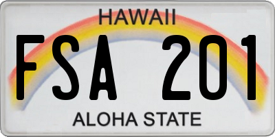 HI license plate FSA201