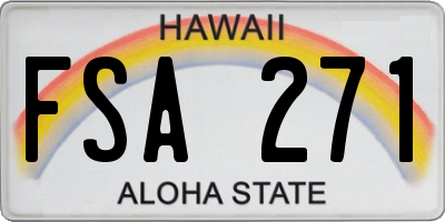 HI license plate FSA271