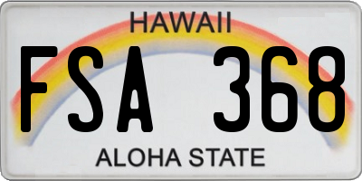 HI license plate FSA368