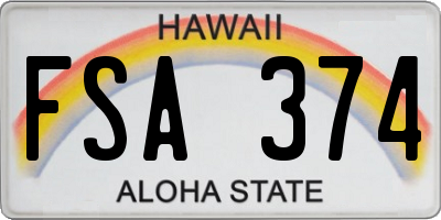 HI license plate FSA374
