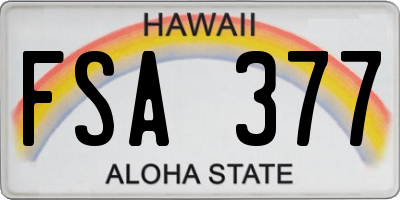 HI license plate FSA377