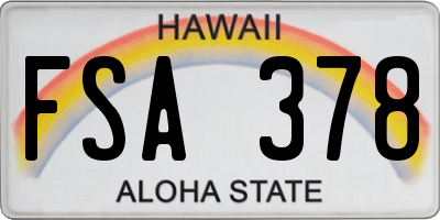 HI license plate FSA378