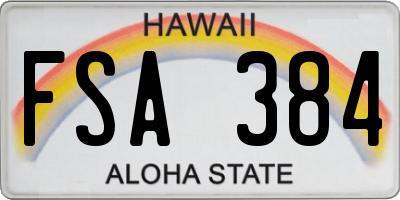 HI license plate FSA384
