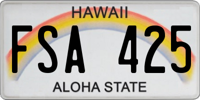 HI license plate FSA425