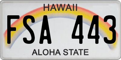 HI license plate FSA443