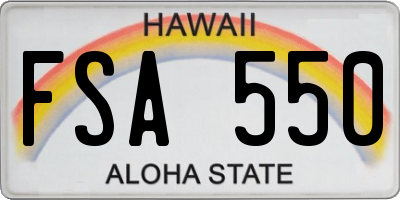 HI license plate FSA550