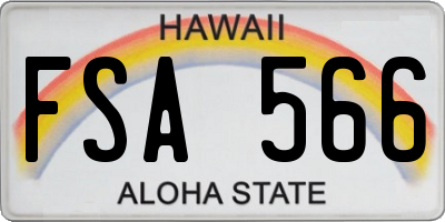 HI license plate FSA566
