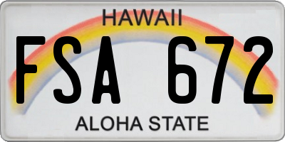 HI license plate FSA672