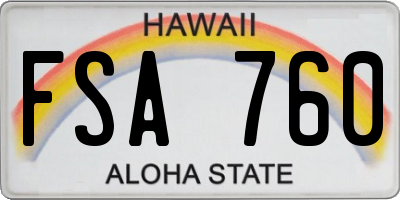 HI license plate FSA760