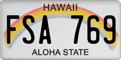 HI license plate FSA769