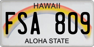 HI license plate FSA809