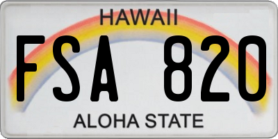 HI license plate FSA820