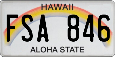 HI license plate FSA846