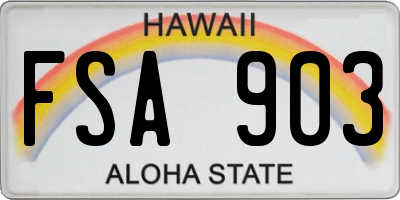 HI license plate FSA903