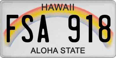 HI license plate FSA918