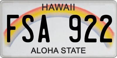 HI license plate FSA922