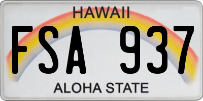 HI license plate FSA937