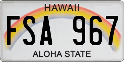 HI license plate FSA967