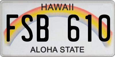 HI license plate FSB610