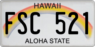 HI license plate FSC521