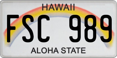 HI license plate FSC989