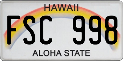 HI license plate FSC998
