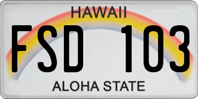 HI license plate FSD103