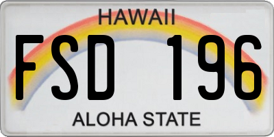 HI license plate FSD196
