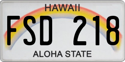 HI license plate FSD218