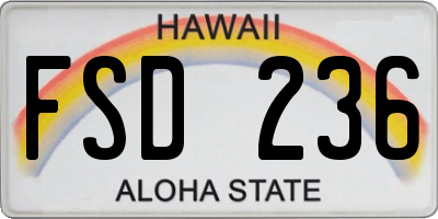 HI license plate FSD236