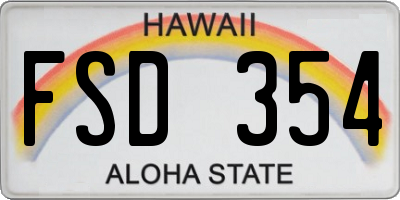 HI license plate FSD354