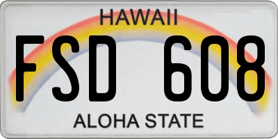 HI license plate FSD608