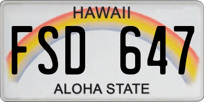HI license plate FSD647