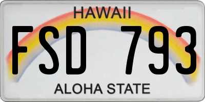 HI license plate FSD793