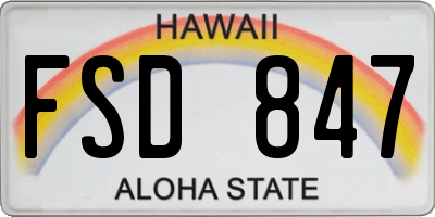 HI license plate FSD847