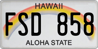 HI license plate FSD858