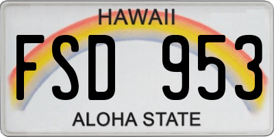 HI license plate FSD953