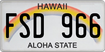 HI license plate FSD966