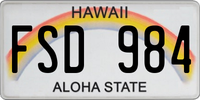 HI license plate FSD984