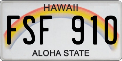 HI license plate FSF910