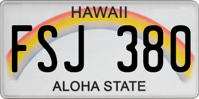 HI license plate FSJ380