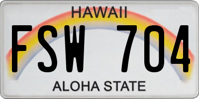 HI license plate FSW704