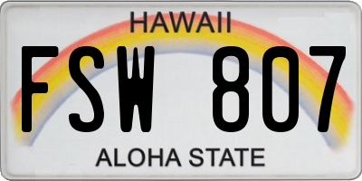 HI license plate FSW807