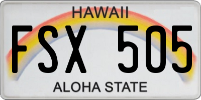 HI license plate FSX505
