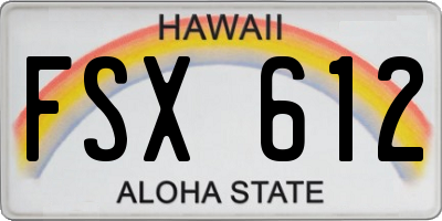 HI license plate FSX612