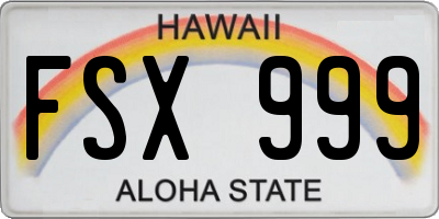 HI license plate FSX999