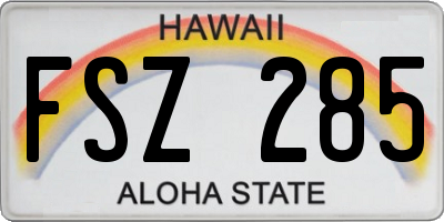 HI license plate FSZ285