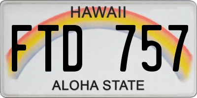 HI license plate FTD757